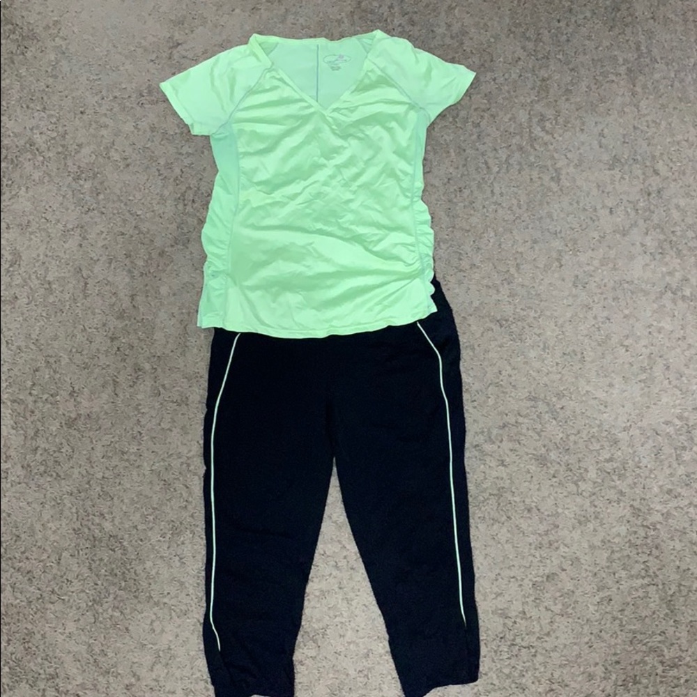 Tangerine yellow/black Small Capri Pants and Shirt
